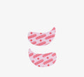 Depuffing eye mask pair from Topicals Faded in the pink branded colorway shown on a white background.